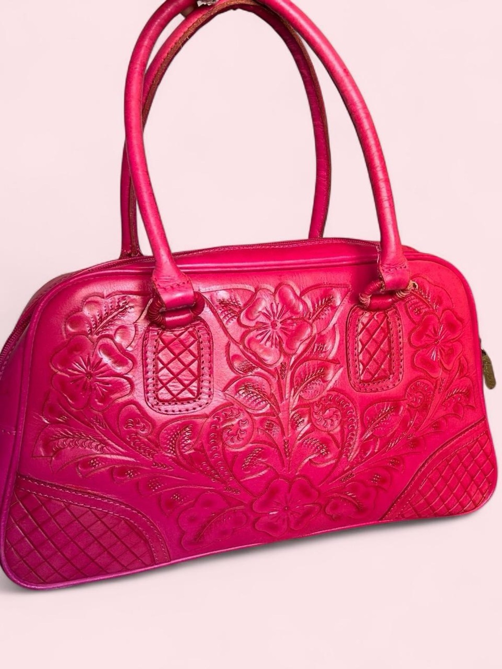 Alexis David Hot Pink Tooled Leather Satchel 💗